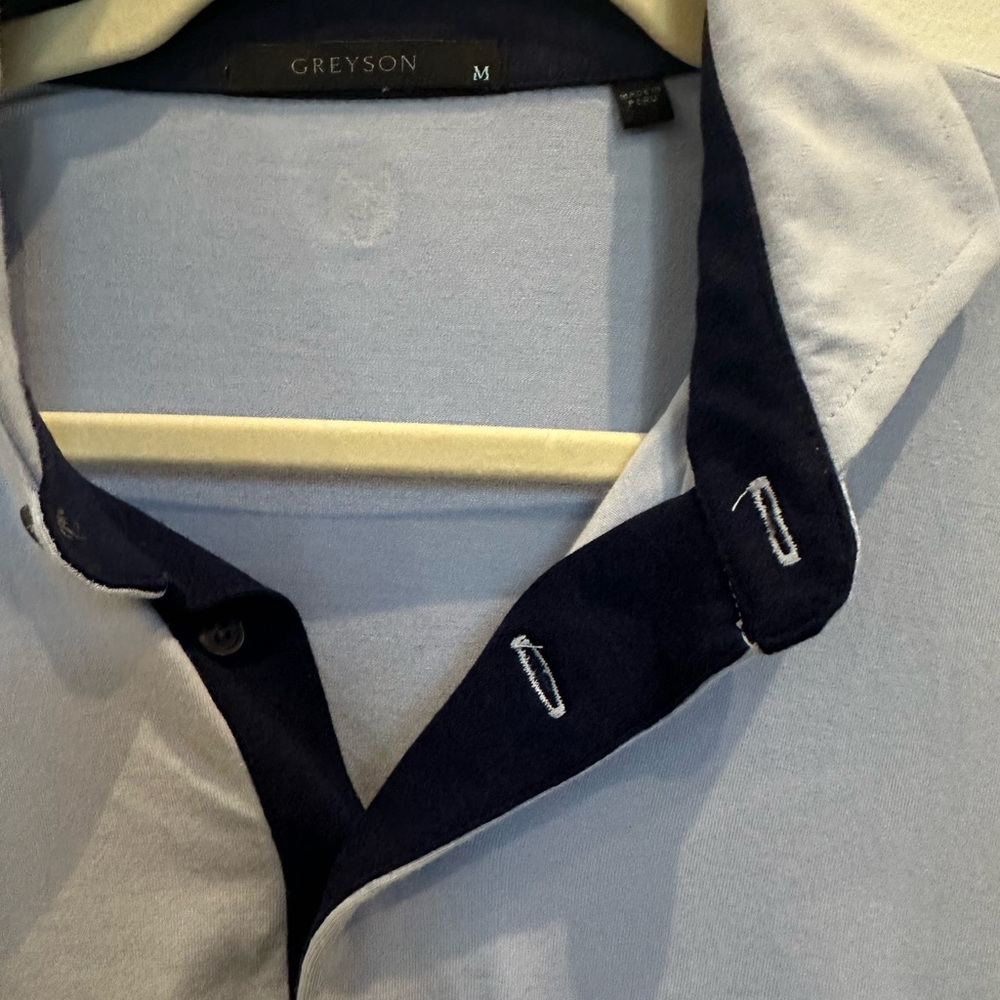 Greyson Sky Blue Polo with Navy Accents